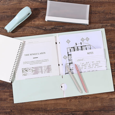 Mr. Pen- 4-Pocket Folders, 4 Pack, 12.5" x 9.5", Pastel Colors | Tear-Resistant Paper Folders with Pockets 3 Holes Punched, High Capacity