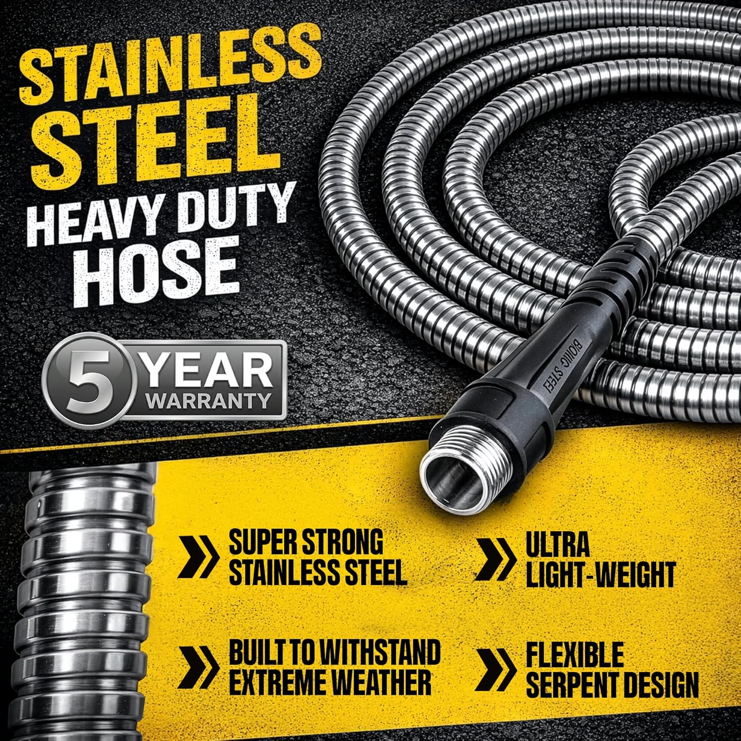 BIONIC STEEL 25 Ft Metal Garden Hose with Sprayer Nozzle