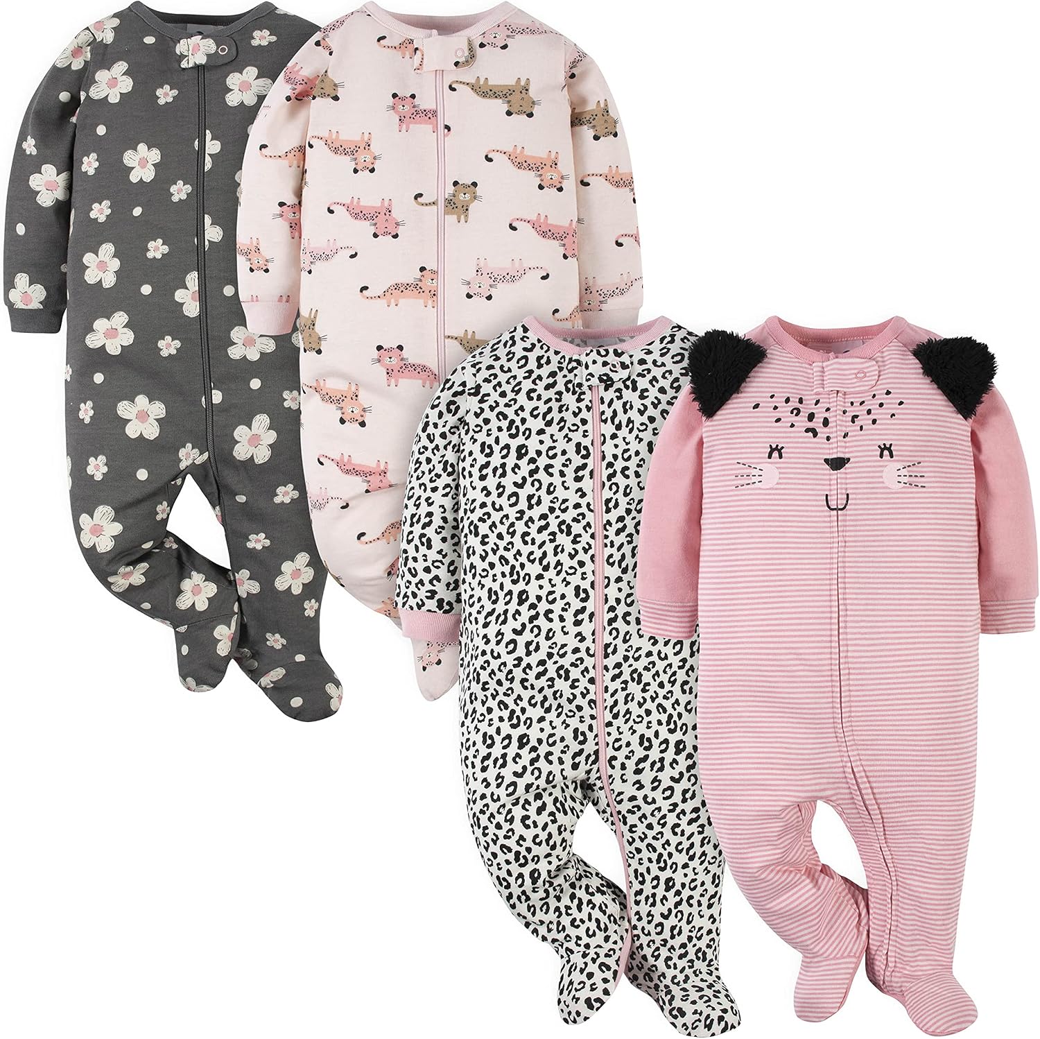 Gerber Baby Girls 4-Pack Sleep 'N Play Footie