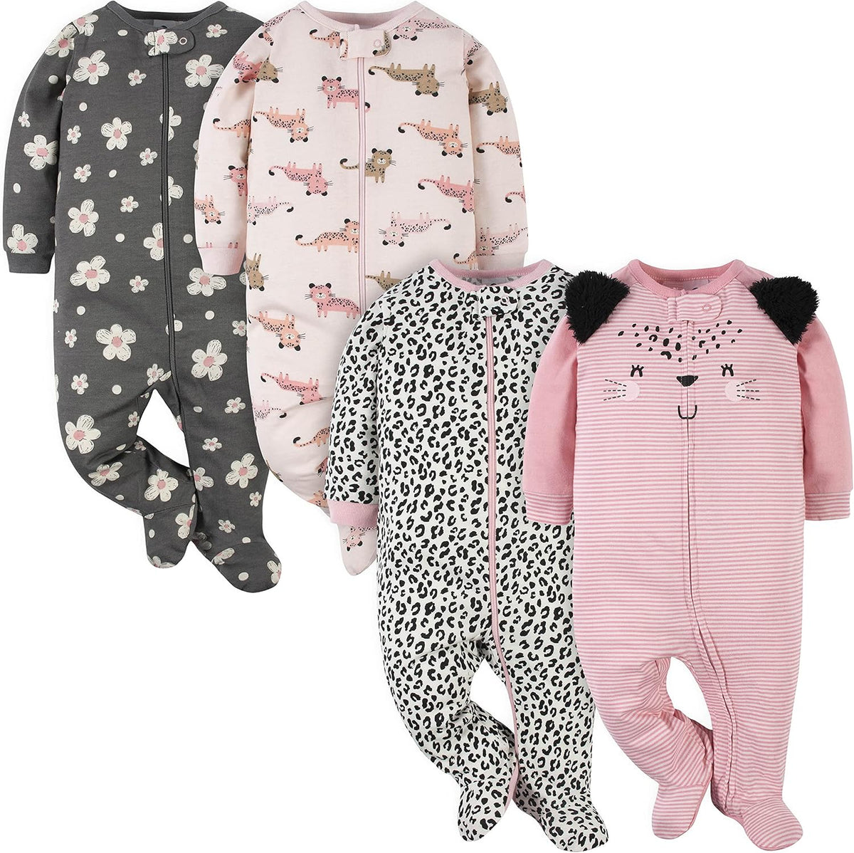Gerber Baby Girls 4-Pack Sleep 'N Play Footie