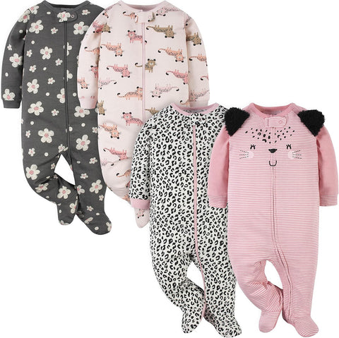 Gerber Baby Girls 4-Pack Sleep 'N Play Footie