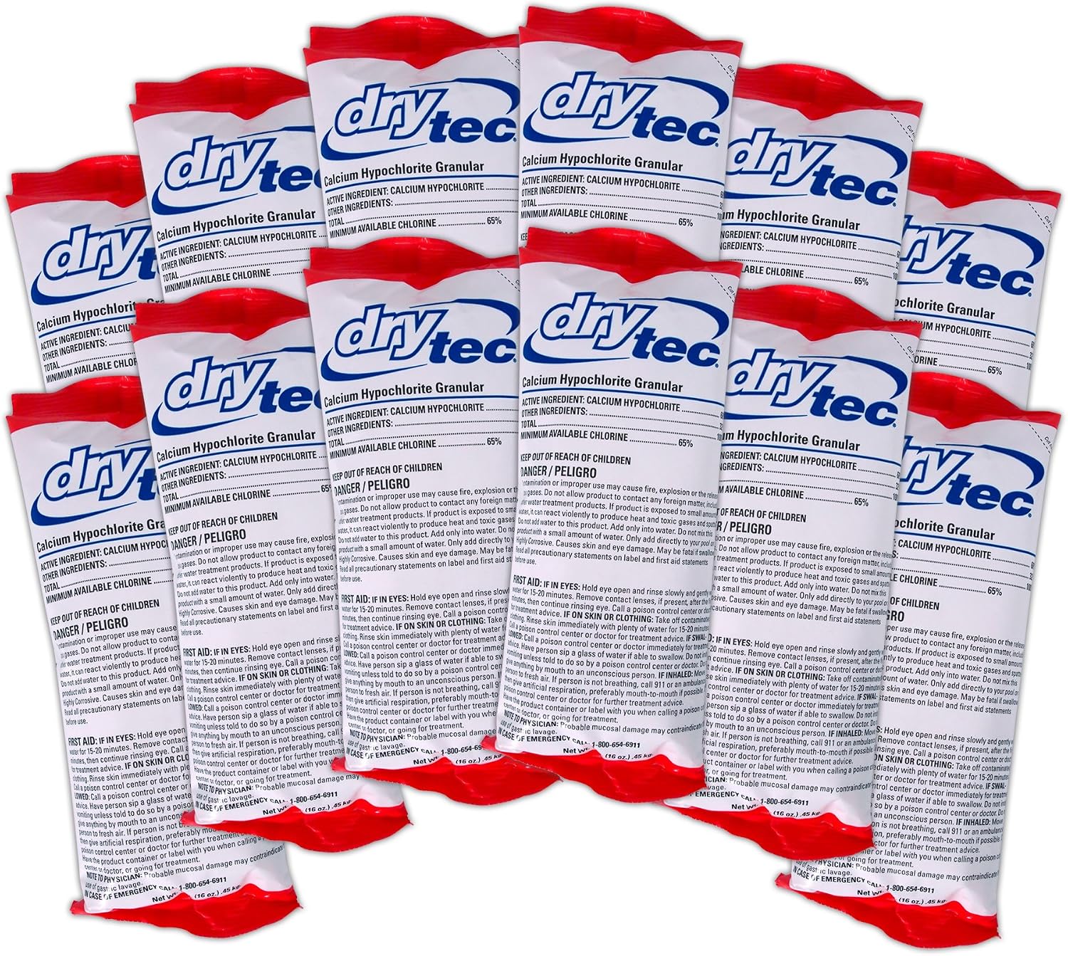 Drytec 1-1901-24 Calcium Hypochlorite Chlorine Shock Treatment for Swimming Pools, 1-Pound, 24-Pack
