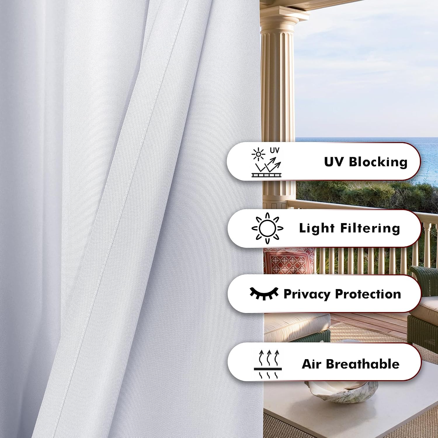 BONZER Waterproof Indoor/Outdoor Curtains for Patio Thick Privacy