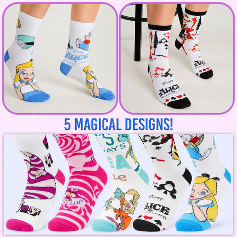 Disney Socks 5 or 6 Pack, US Size 4‑9, Soft and Breathable Novelty Socks Gifts for Women, Wife, Girlfriend