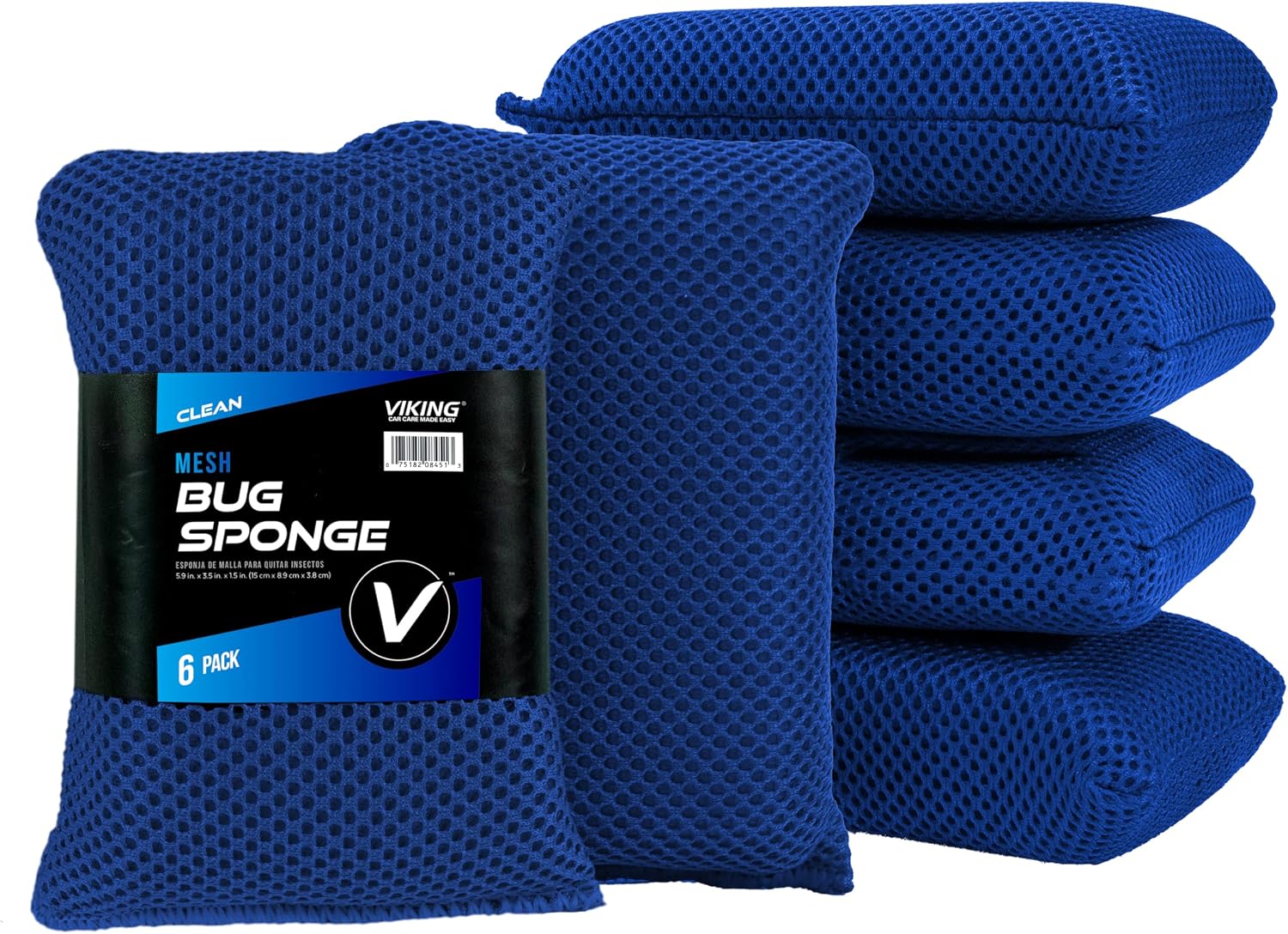 VIKING Mesh Bug Sponge, Bug and Tar Remover for Car, 6 Pack