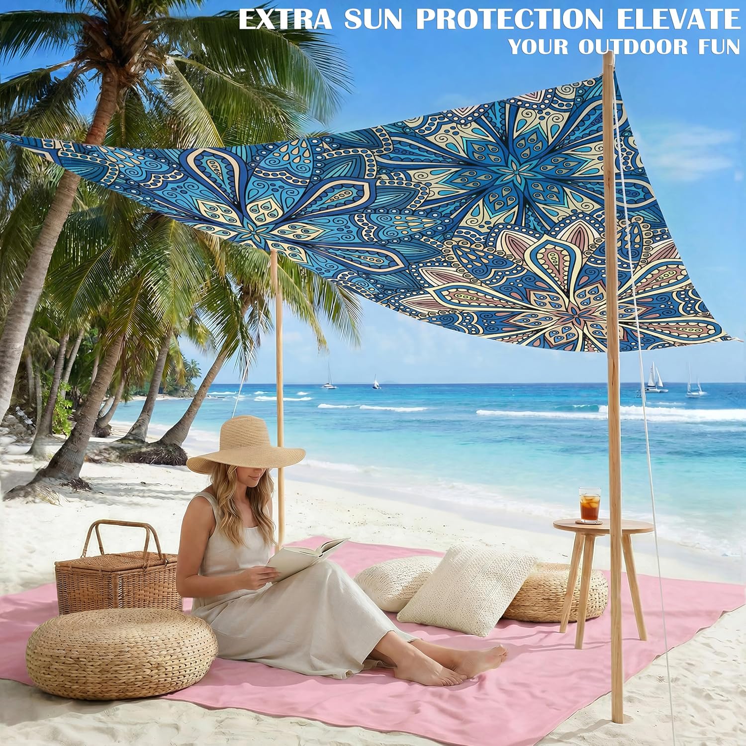 Beach Blanket Waterproof Sandproof 78''X81''/10'X9' Oversized Big Blanket