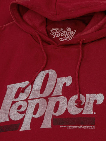 Tee Luv Men's Faded Dr Pepper Hoodie - Cherry Red Hooded Dr Pepper Sweatshirt