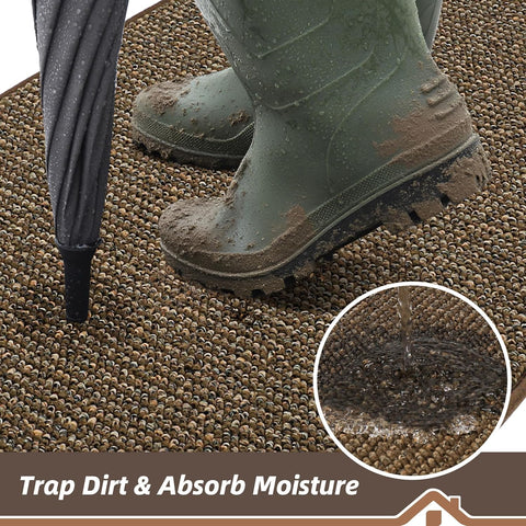 BEQHAUSE Dirt Trapper Door Mat 32" x 48", Non-Slip Washable Doormats, Brown