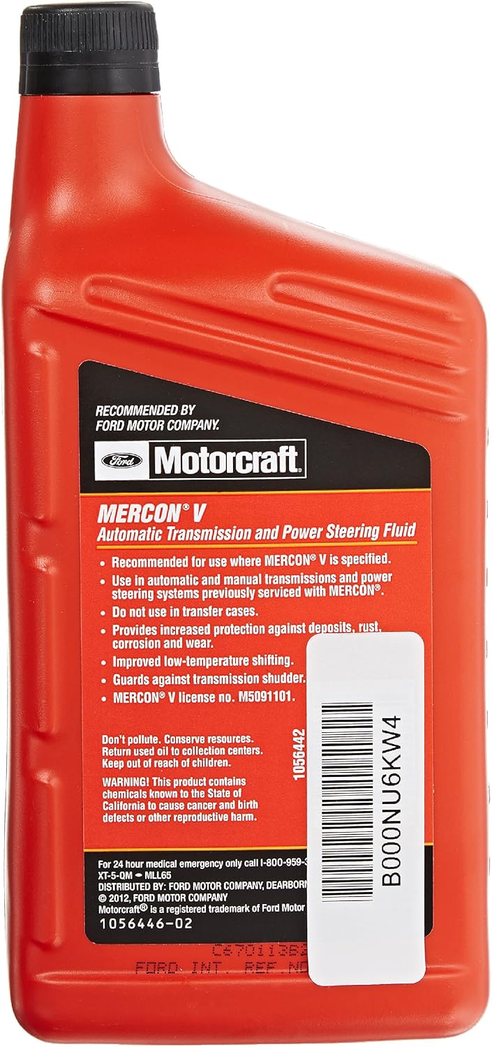 Ford Genuine XT-5-QM MERCON-V Automatic Transmission and Power Steering Fluid - 1 Quart