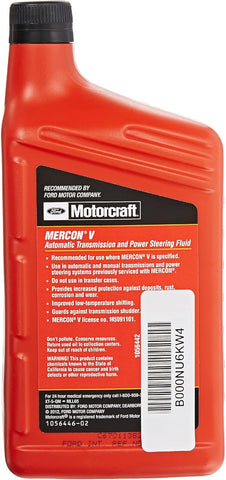 Ford Genuine XT-5-QM MERCON-V Automatic Transmission and Power Steering Fluid - 1 Quart