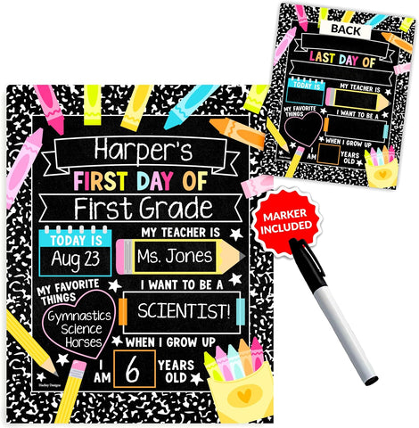 My First Day of School Board with Marker, 11"x 14" Back to School Board