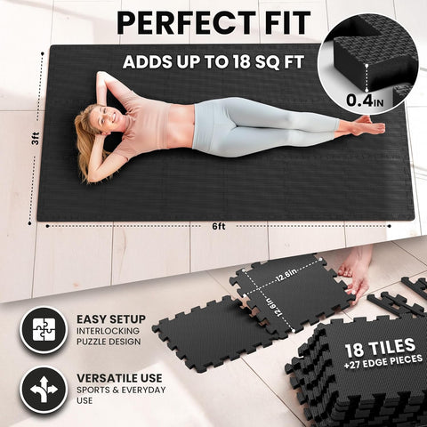 bemaxx Gym Mats Set - EVA Interlocking Foam Floor Tiles Workout Mat Puzzle