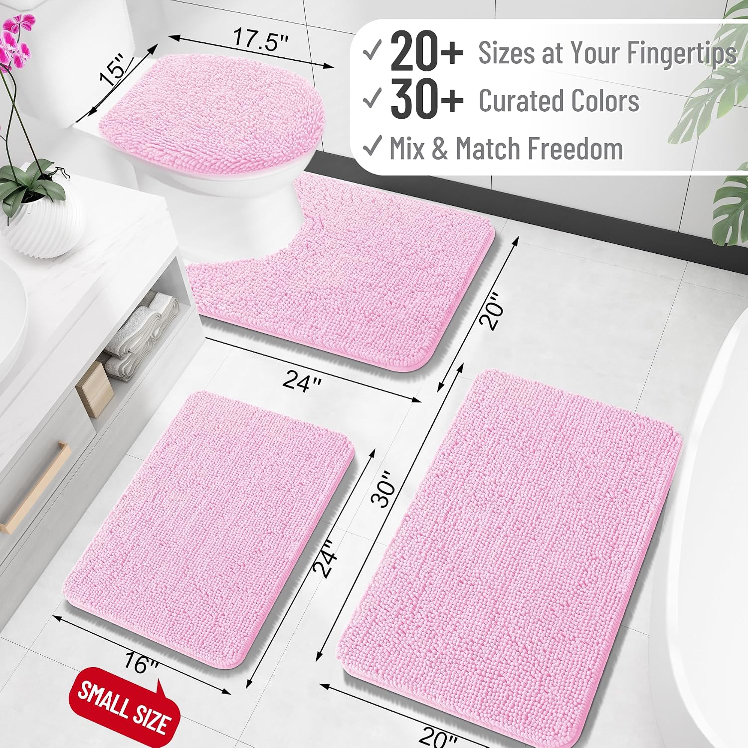 OLANLY Bathroom Rugs 30x20, Extra Soft Absorbent Chenille Bath Rugs