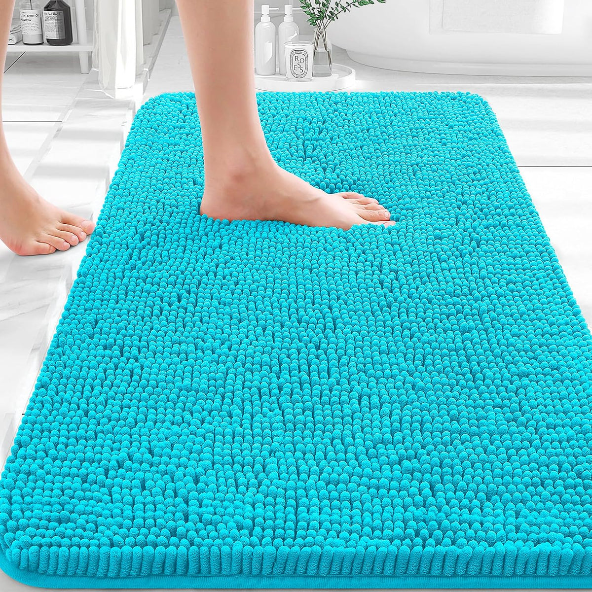 OLANLY Bathroom Rugs 32x20, Extra Soft Absorbent Chenille Bath Rugs