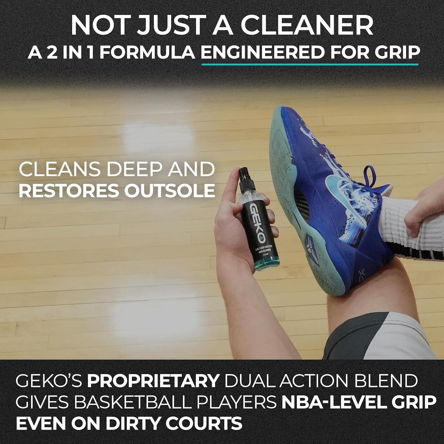 Geko 2-in-1 Grip Restore & Cleaner – #1 Golf, Basketball, Football, Volleyball, and Baseball Grip Spray – Restores Grip, Shoe & Glove Traction, Removes Dirt & Oil, Restores Control & Consistency