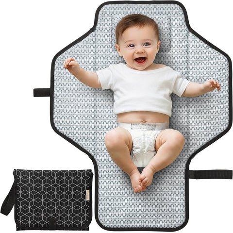 KeaBabies Portable Changing Pad for Baby, Travel Large 26x21 (Black Geo)