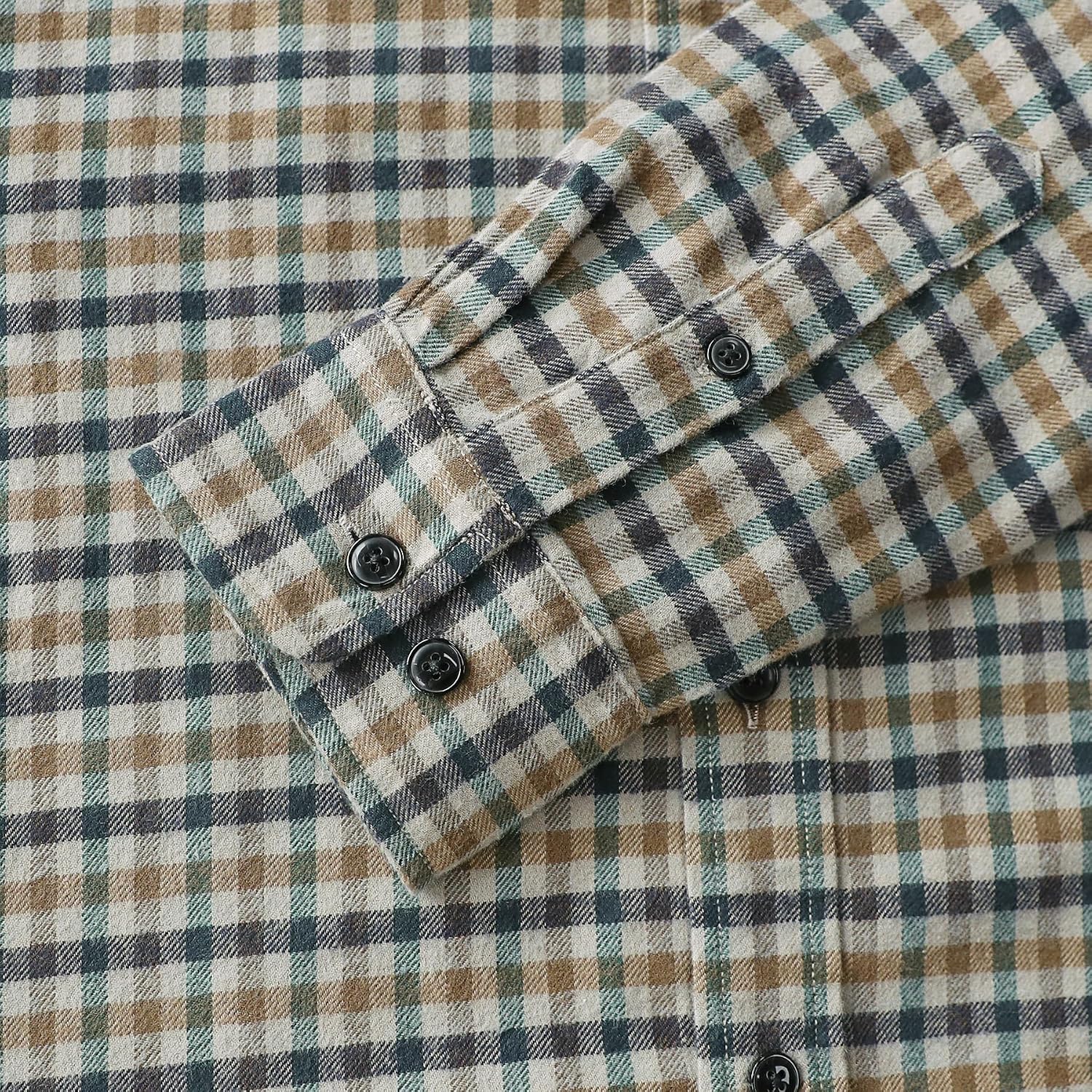 Dubinik® 6 oz Flannel Shirt for Men Cotton Casual Long Sleeve Button Down