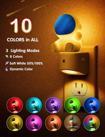 L LOHAS LED Night Light for Kids, 3D Space Night Light Plug in