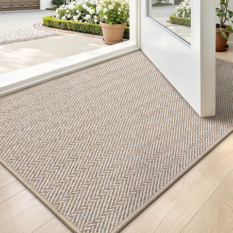 LUMI Ultra Thin Indoor Door Mat 24"x36", Entrance Doormat, Beige