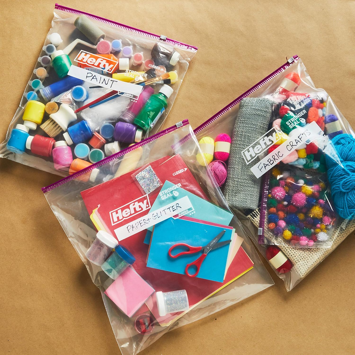Hefty Slider Jumbo Storage Bags, Extra Large 2.5 Gallon Size, 12ct