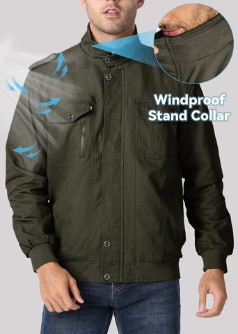 EKLENTSON Men's Winter Jacket with Multi Pockets Thermal Fleece Lined Coat