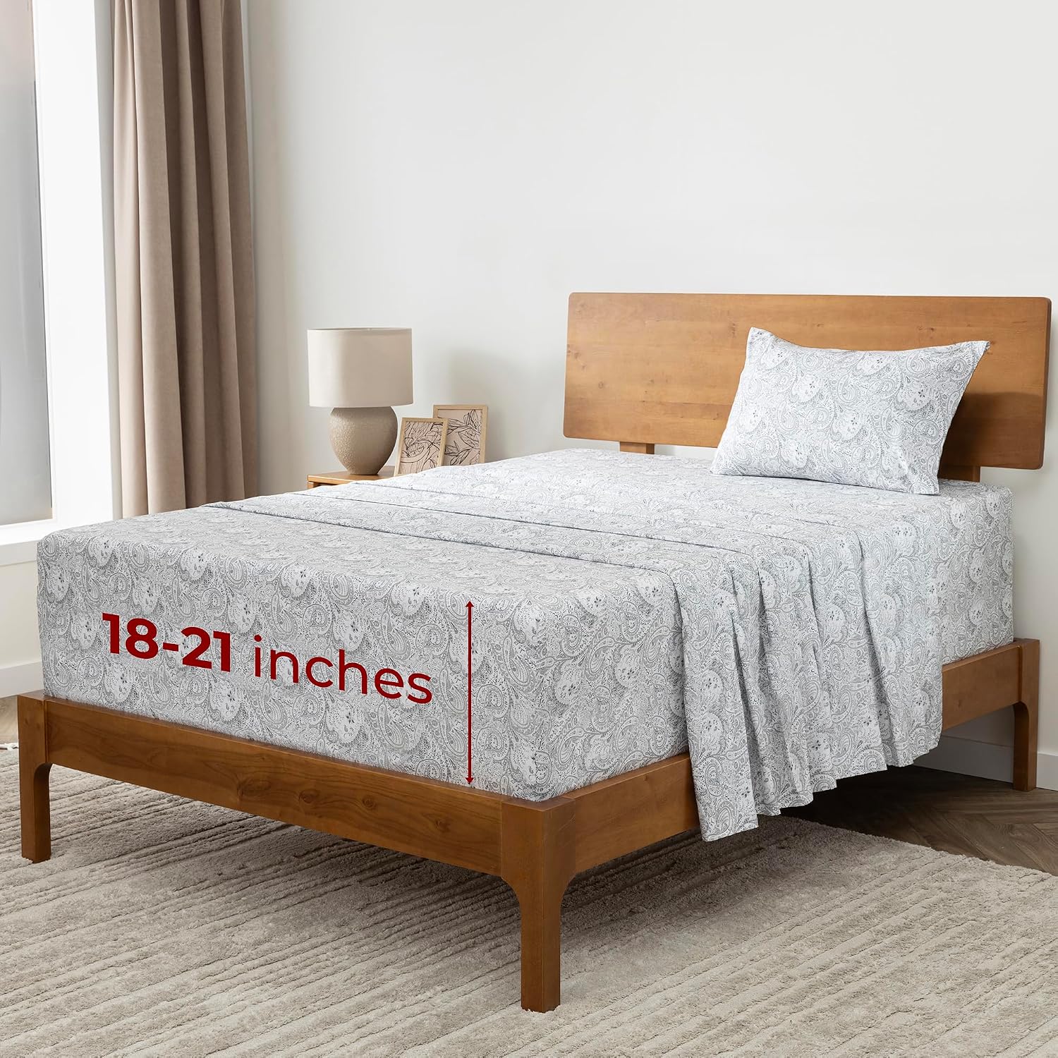 Mellanni Iconic 3-Piece, Ultra Soft Sheet Set (Twin, Paisley Gray)