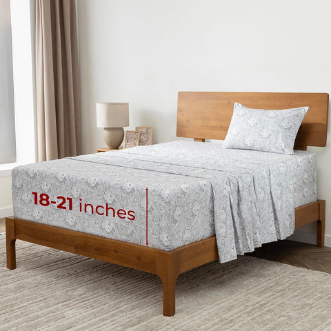 Mellanni Iconic 3-Piece, Ultra Soft Sheet Set (Twin, Paisley Gray)