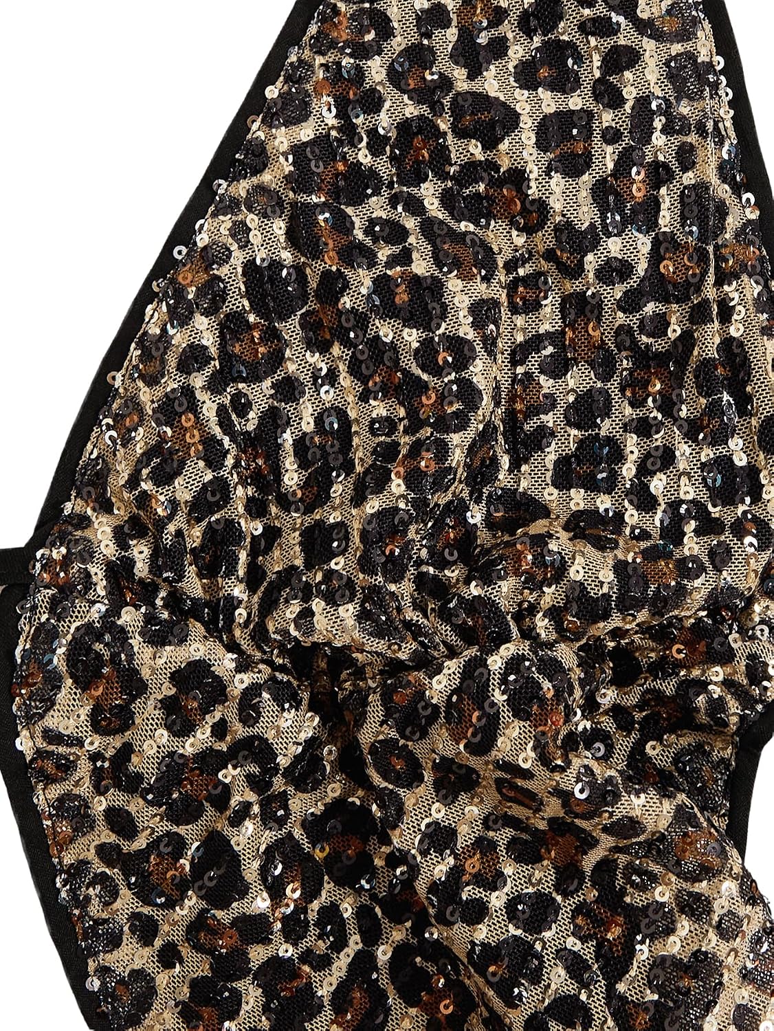 Verdusa Women's Cheetah Print Sequin Halter Top Y2K Going Out Crop Tops