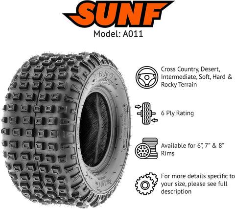 Set of 4 SunF A011 XC Sport ATV & Go Karts Knobby Tires 145/70-6 (14x6-6), 6 PR, Tubeless