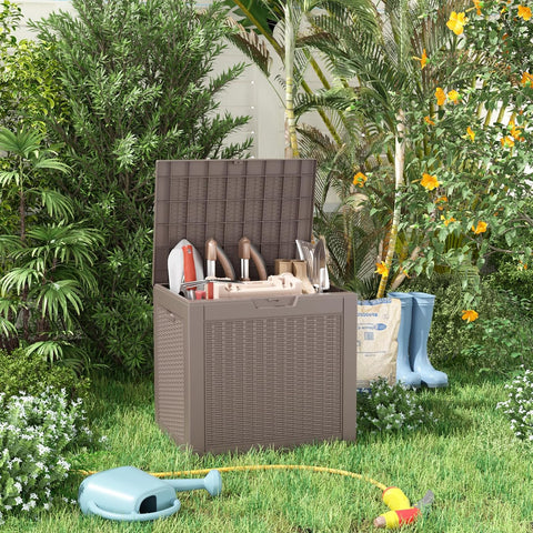 DRATO 36 Gallon Outdoor Storage Box Waterproof, Lockable Resin Deck Box with Lid for Patio Furniture Bench, Pool Garden Tools, Weatherproof Outside Storage Bin for Backyard Porch (Grey, 36 Gallon)