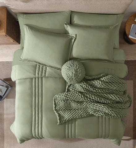 Oversized Queen Comforter Set-7 Pieces Soft Bed in a Bag Queen Bedding Sets