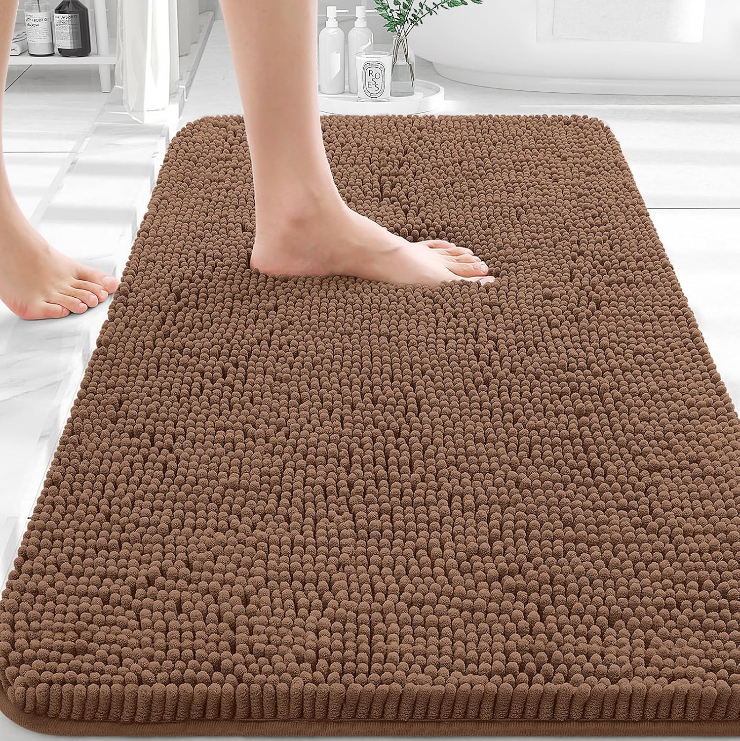 OLANLY Bathroom Rugs 32x20, Extra Soft Absorbent Chenille Bath Rugs