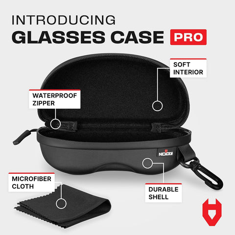 NoCry Water Resistant Safety Glasses Case with Clip - Heavy Duty Semi Hard Large Sunglasses Holder for Men and Women with Cleaning Cloth