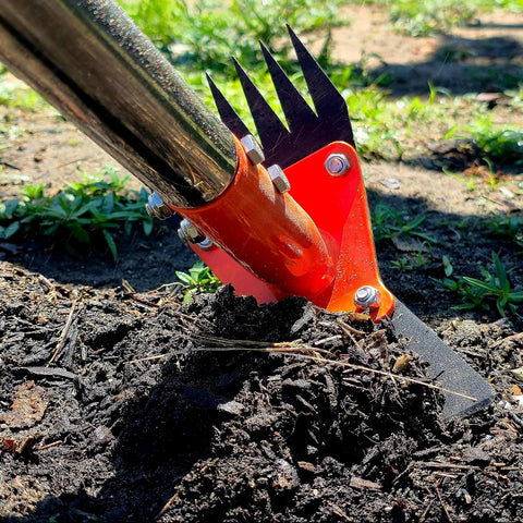 2-in-1 Garden Hoe and Weed Puller Rake 60 Inch Spring Steel Head