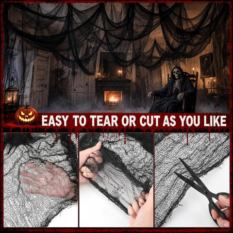 5Pcs Halloween Creepy Cloth Black 30×72inch - Halloween Decorations Clearance - Creepy Spooky Halloween Decorations Outdoor Indoor