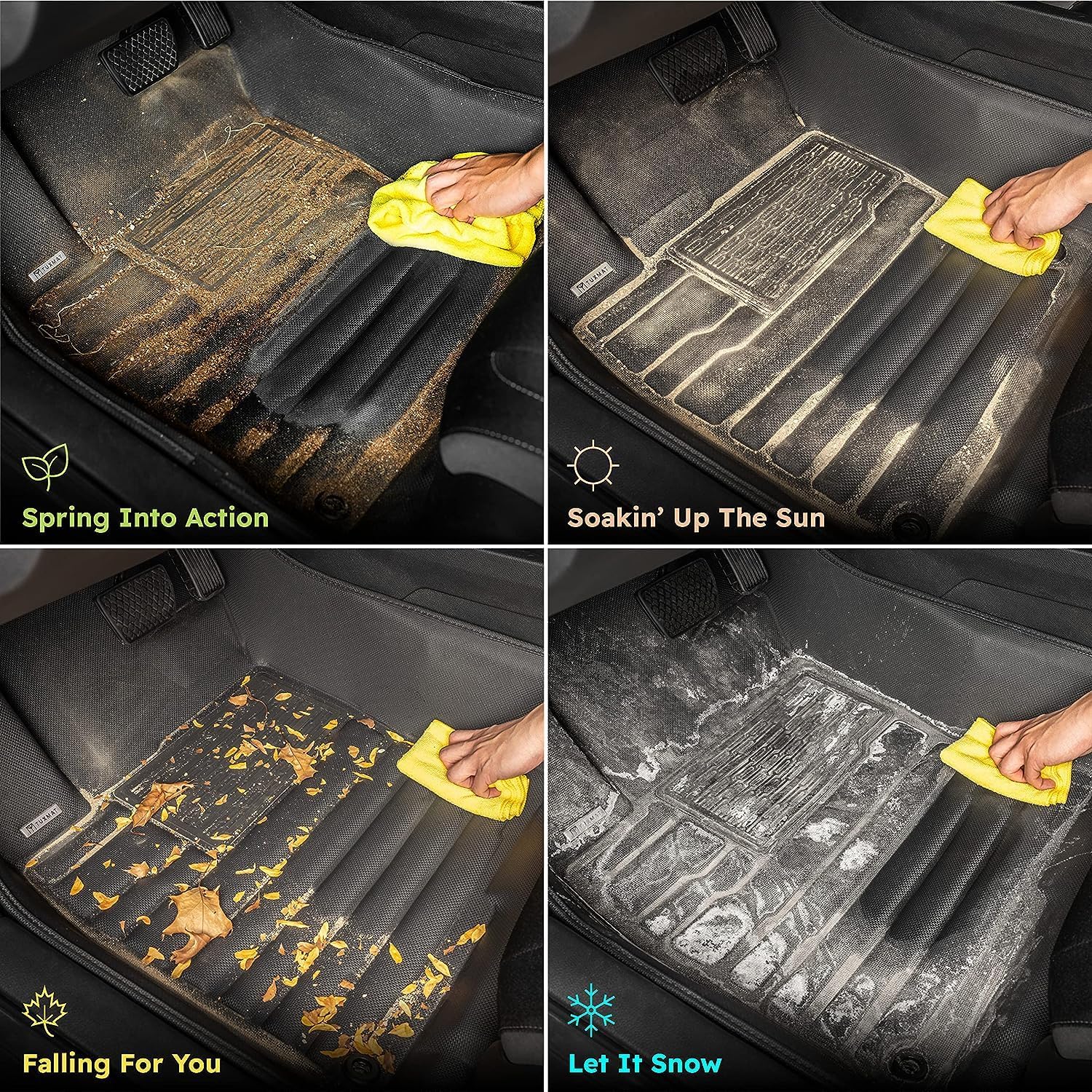 Custom Fit Rubber Mats for 2016-2025 Chevy Malibu Models Floor Mats and Cargo Liner Full Set Includes 1st and 2nd Rows Maximum Coverage, All Weather, Laser Measured TPE Rubber Protection Mat Car Mats