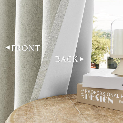 ChrisDowa Greyish Beige Blackout Curtains 96 Inch Long 2 Panels for Bedroom