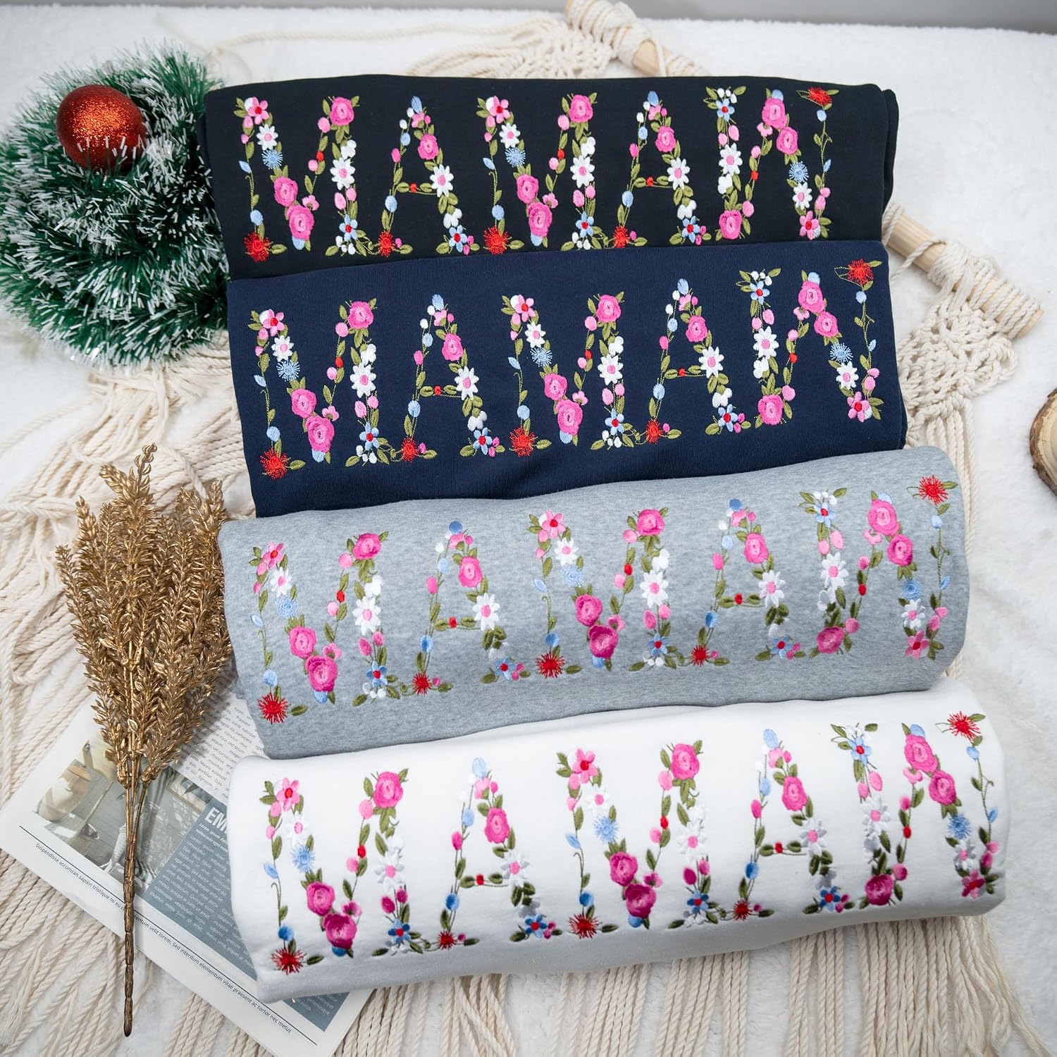 Embroidery Floral Mamaw Sweatshirts For Grandma Gift Sweatshirt From Grandkids Flower Gift Mothers Day Christmas
