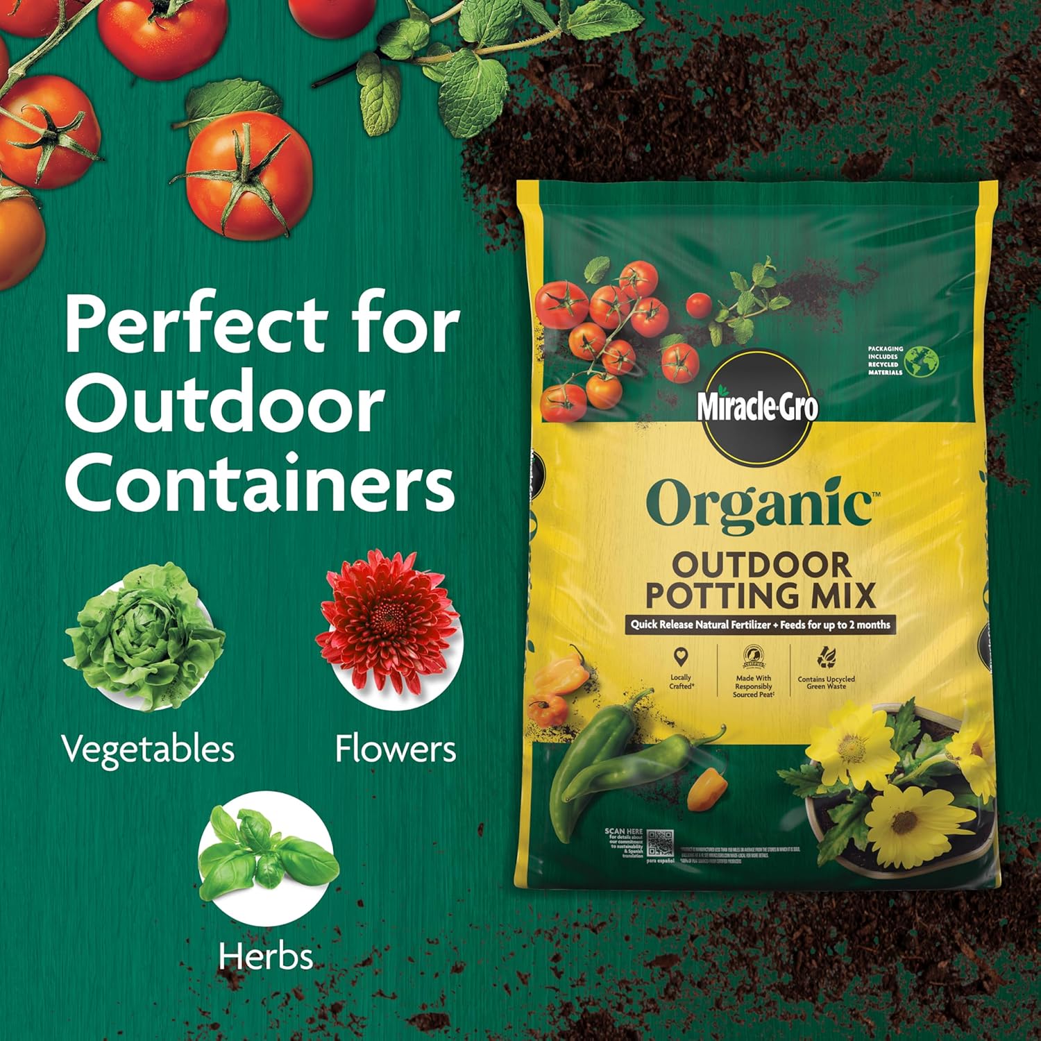 Miracle-Gro Organic Outdoor Potting Mix, 16 qt.