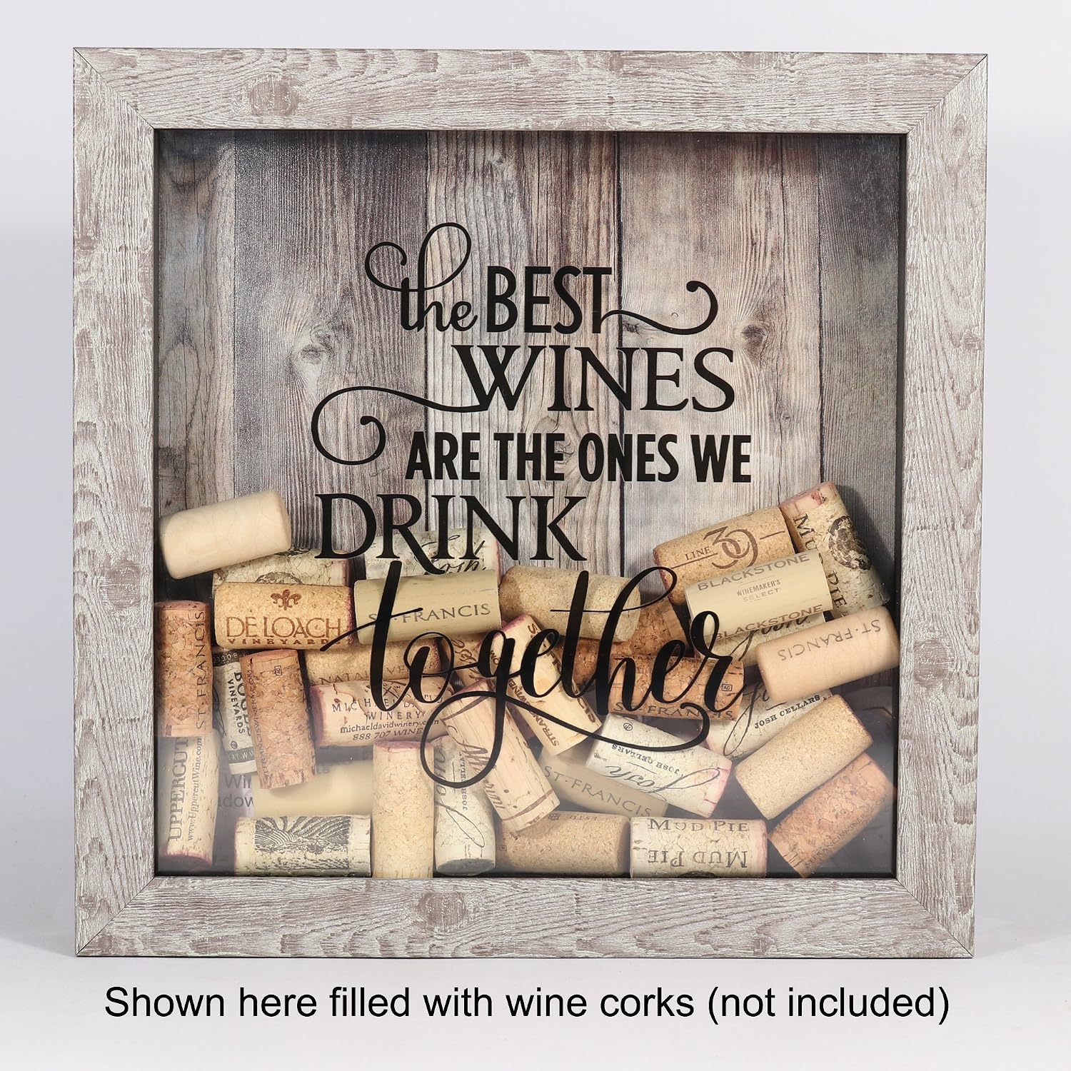 Lawrence Frames Birch 10x10 Weathered Shadow Box Wine Cork Holder