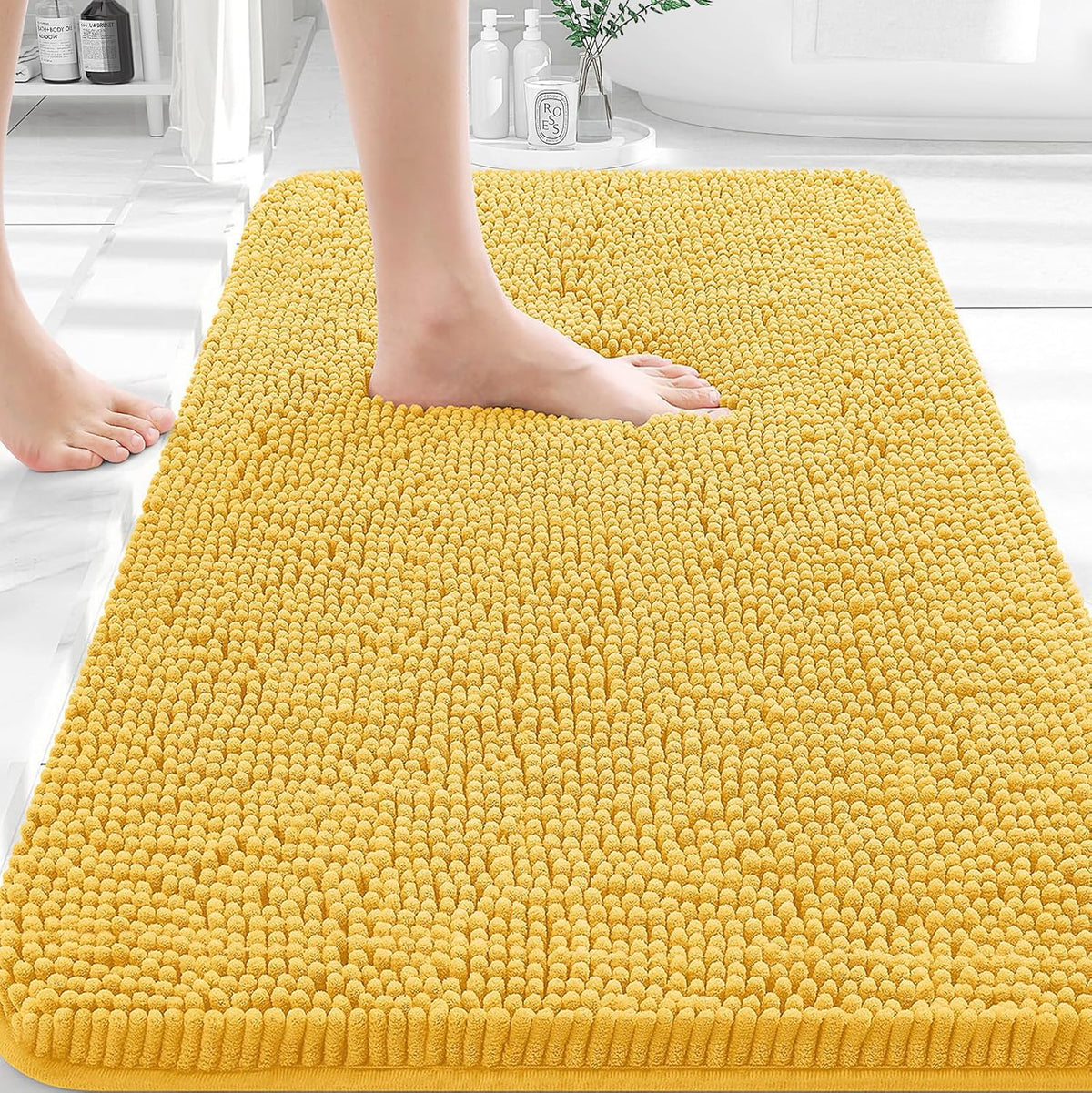 OLANLY Bathroom Rugs 35x24, Extra Soft Absorbent Chenille Bath Rugs