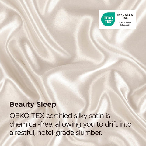 Bedsure Satin Pillowcase with Zipper, Similar to Silk Pillow Cases 2 Pack, Beige Standard Size Satin Pillow Case, Silky & Soft Pillow Covers, Valentines Day Gifts for Women Men, 20x26 Inches