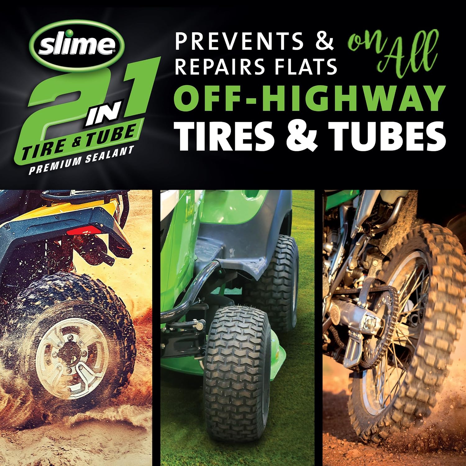 Slime 10193 Tire and Tube Sealant Puncture Repair Sealant, 2-in-1, Premium, Prevent and Repair, Suitable for Non-Highway Tires and Tubes, Non-Toxic, Eco-Friendly, 16oz Bottle