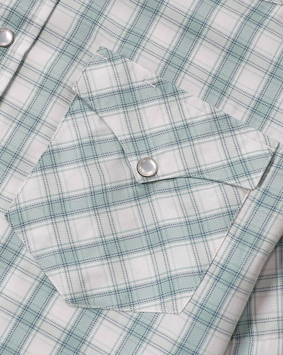Dubinik® Viscose Made from Bamboo Mens Short Sleeve Shirts Plaid Shirt Western Cowboy Pearl Snap Casual Plaid Shirts for Men