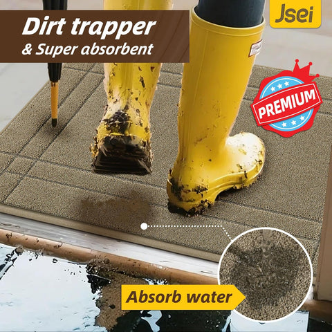 JSEI Door Mat for Entrance 20"x48", Dirt Trapper Doormat, Beige