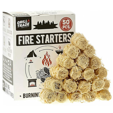 Fire Starters, 50 Count Natural Fire Starters for Grill and Charcoal, Fire Starters for Fireplace, Fire Pit and Campfires, Odorless All Weather Fire Starter for BBQ, Smoker and Pellet Stove