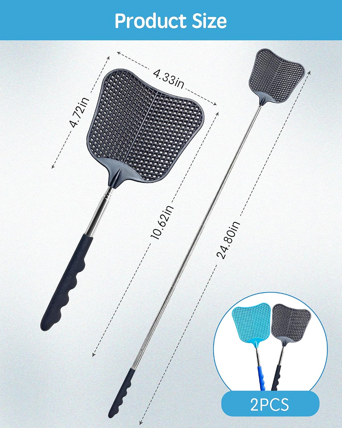 CUNCUI Fly Swatter Set of 2, Indoor Outdoor Telescopic Fly Swatters