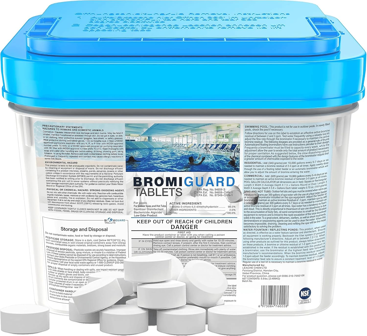 【1 Inch 5.5 Lbs】 Bromine Tablets for Spa Hot Tub Chemical Tabs Brominating Tablets Spa Hot Tub Chemical Sanitizer
