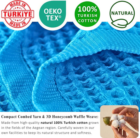 PÜSKÜL Natural 100% Turkish Cotton Waffle Bath Towels Set of 2, Extra-Large