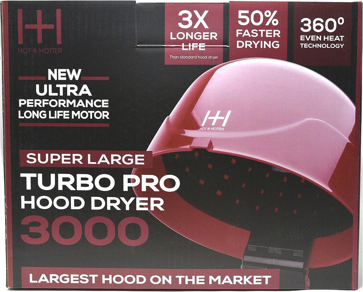 Annie Hot & Hotter Large Ceramic Ionic Hood Dryer – Professional Salon Hair Dryer with Adjustable Height, 3 Heat & Speed Settings, Portable Hooded Dryer for Rollers, Deep Conditioning & Styling